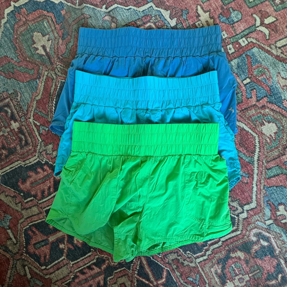 JoyLab Set of 3 Athletic Shorts - Green, Blue, Teal Large